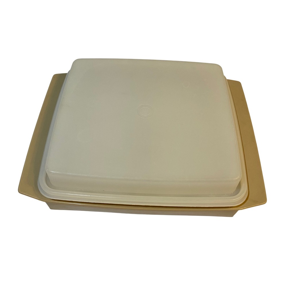 Vintage Tupperware Deviled Egg Carrier Harvest Gold 723 Tray 722 Lid 16 Slot Set